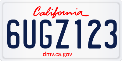 CA license plate 6UGZ123