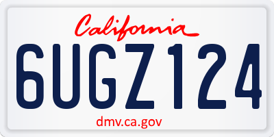 CA license plate 6UGZ124