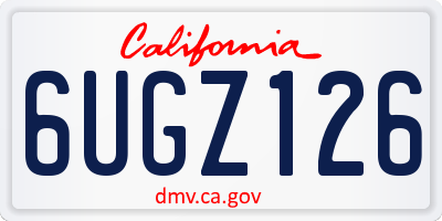 CA license plate 6UGZ126