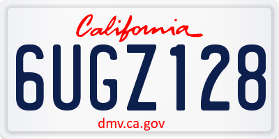 CA license plate 6UGZ128