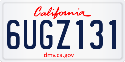 CA license plate 6UGZ131