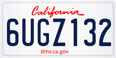 CA license plate 6UGZ132