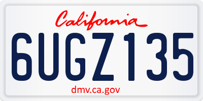CA license plate 6UGZ135