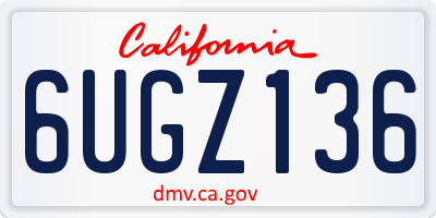 CA license plate 6UGZ136