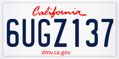 CA license plate 6UGZ137