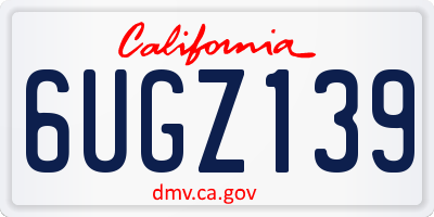 CA license plate 6UGZ139