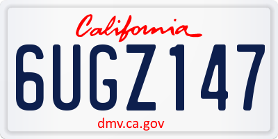 CA license plate 6UGZ147
