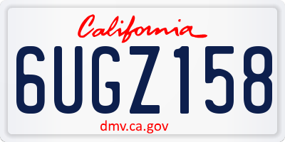 CA license plate 6UGZ158