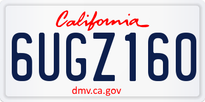 CA license plate 6UGZ160