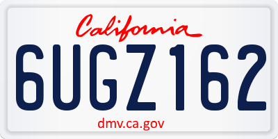 CA license plate 6UGZ162