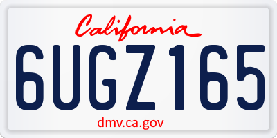 CA license plate 6UGZ165