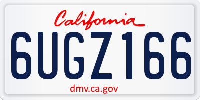 CA license plate 6UGZ166