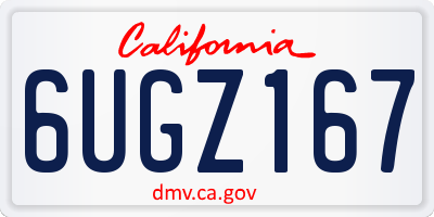 CA license plate 6UGZ167