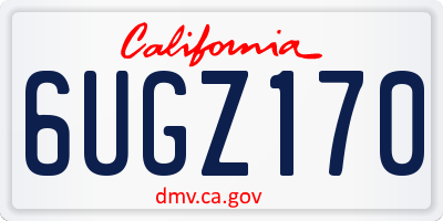 CA license plate 6UGZ170