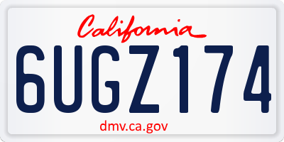 CA license plate 6UGZ174