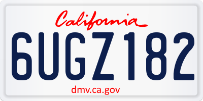 CA license plate 6UGZ182