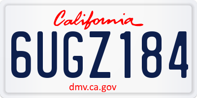 CA license plate 6UGZ184