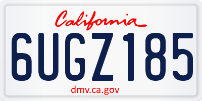 CA license plate 6UGZ185