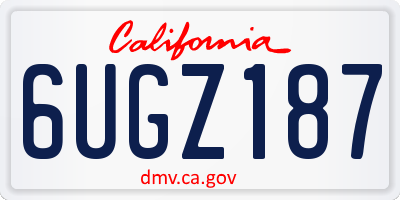 CA license plate 6UGZ187