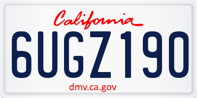 CA license plate 6UGZ190
