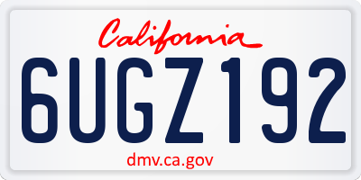 CA license plate 6UGZ192