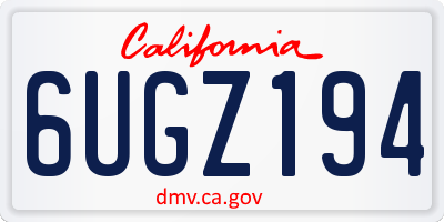 CA license plate 6UGZ194