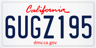 CA license plate 6UGZ195