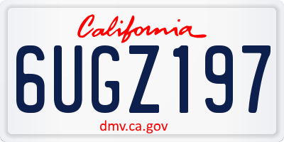 CA license plate 6UGZ197