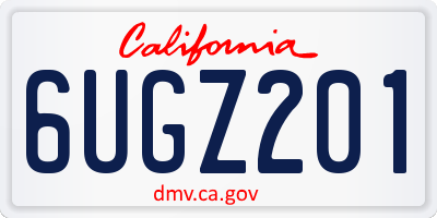 CA license plate 6UGZ201