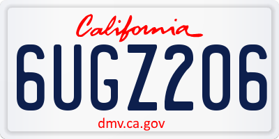 CA license plate 6UGZ206