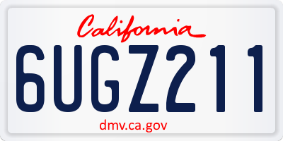 CA license plate 6UGZ211