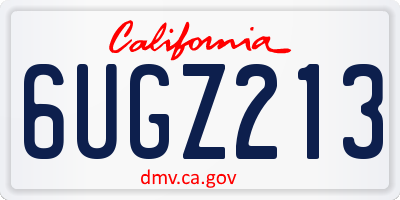 CA license plate 6UGZ213