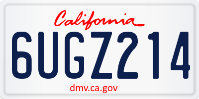 CA license plate 6UGZ214