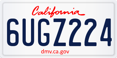 CA license plate 6UGZ224