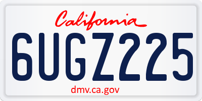 CA license plate 6UGZ225
