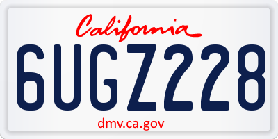 CA license plate 6UGZ228