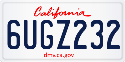 CA license plate 6UGZ232