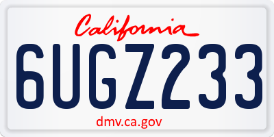 CA license plate 6UGZ233