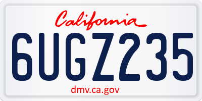 CA license plate 6UGZ235