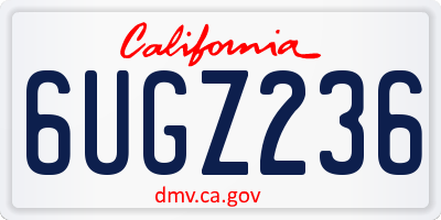 CA license plate 6UGZ236
