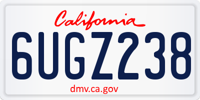 CA license plate 6UGZ238