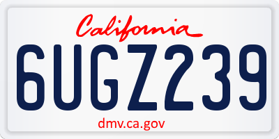 CA license plate 6UGZ239