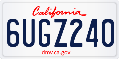 CA license plate 6UGZ240
