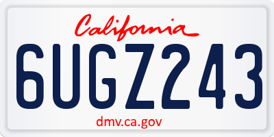 CA license plate 6UGZ243