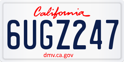 CA license plate 6UGZ247