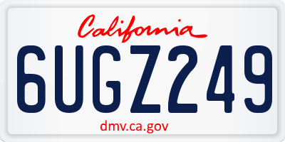 CA license plate 6UGZ249