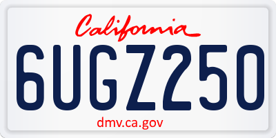 CA license plate 6UGZ250