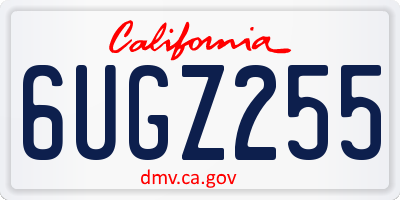 CA license plate 6UGZ255