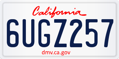 CA license plate 6UGZ257