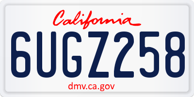 CA license plate 6UGZ258
